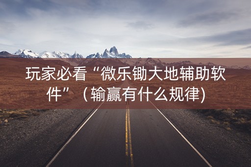 玩家必看“微乐锄大地辅助软件”（输赢有什么规律)