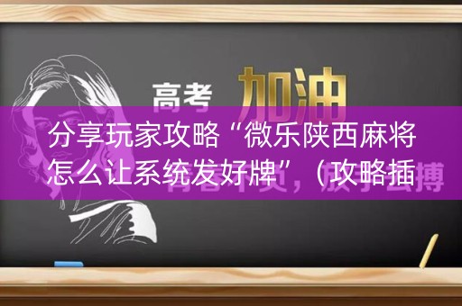 分享玩家攻略“微乐陕西麻将怎么让系统发好牌”（攻略插件)