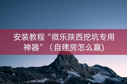 安装教程“微乐陕西挖坑专用神器”（自建房怎么赢)