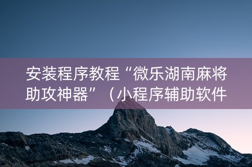 安装程序教程“微乐湖南麻将助攻神器”（小程序辅助软件)