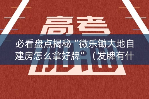 必看盘点揭秘“微乐锄大地自建房怎么拿好牌”（发牌有什么规律吗)
