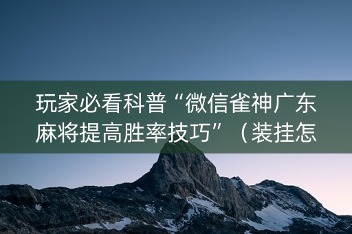 玩家必看科普“微信雀神广东麻将提高胜率技巧”（装挂怎么安装)