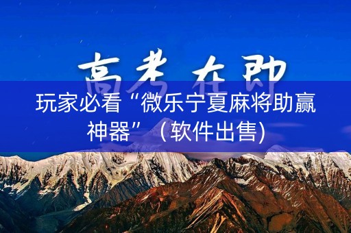 玩家必看“微乐宁夏麻将助赢神器”（软件出售)
