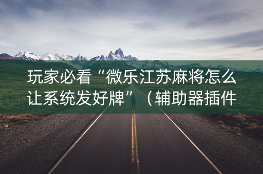 玩家必看“微乐江苏麻将怎么让系统发好牌”（辅助器插件)