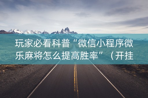 玩家必看科普“微信小程序微乐麻将怎么提高胜率”（开挂辅助器插件)