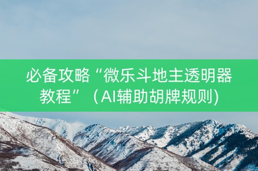 必备攻略“微乐斗地主透明器教程”（AI辅助胡牌规则)