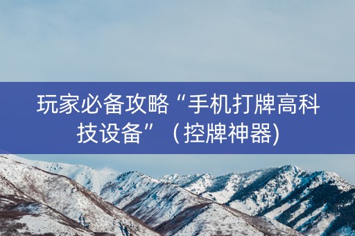 玩家必备攻略“手机打牌高科技设备”（控牌神器)
