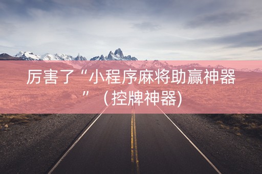 厉害了“小程序麻将助赢神器”（控牌神器)