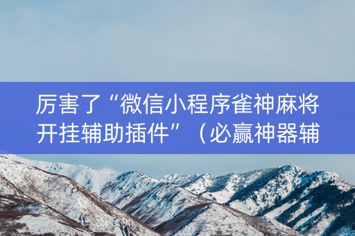 厉害了“微信小程序雀神麻将开挂辅助插件”（必赢神器辅助器)