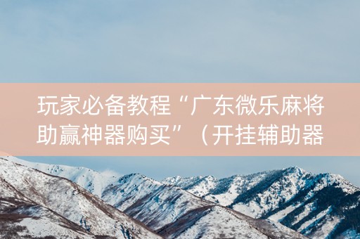 玩家必备教程“广东微乐麻将助赢神器购买”（开挂辅助器插件)