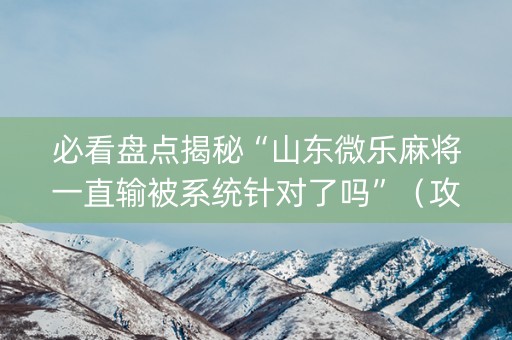 必看盘点揭秘“山东微乐麻将一直输被系统针对了吗”（攻略插件)
