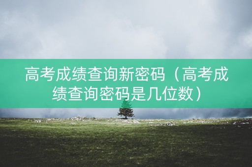 高考成绩查询新密码（高考成绩查询密码是几位数）
