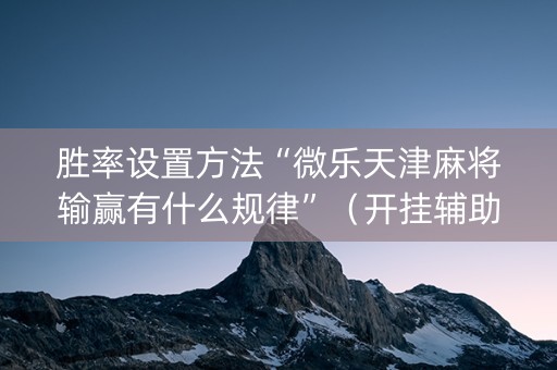 胜率设置方法“微乐天津麻将输赢有什么规律”（开挂辅助器插件)