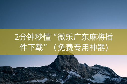 2分钟秒懂“微乐广东麻将插件下载”（免费专用神器)