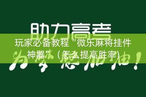 玩家必备教程“微乐麻将挂件神器”（怎么提高胜率)