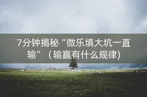 7分钟揭秘“微乐填大坑一直输”（输赢有什么规律)