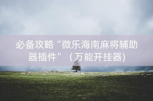 必备攻略“微乐海南麻将辅助器插件”（万能开挂器)