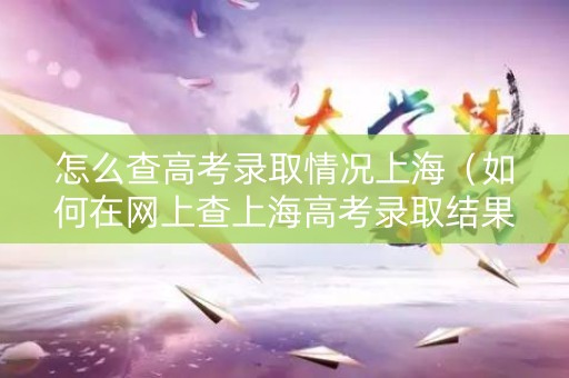 怎么查高考录取情况上海（如何在网上查上海高考录取结果）