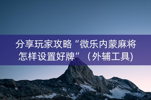 分享玩家攻略“微乐内蒙麻将怎样设置好牌”（外辅工具)