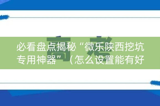 必看盘点揭秘“微乐陕西挖坑专用神器”（怎么设置能有好牌)