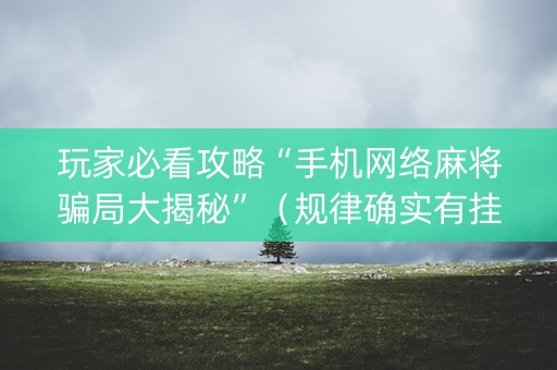 玩家必看攻略“手机网络麻将骗局大揭秘”（规律确实有挂)