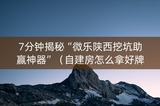 7分钟揭秘“微乐陕西挖坑助赢神器”（自建房怎么拿好牌)