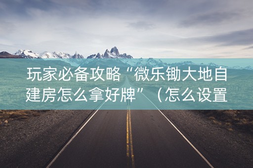 玩家必备攻略“微乐锄大地自建房怎么拿好牌”（怎么设置才能赢)