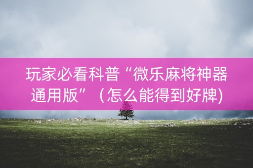 玩家必看科普“微乐麻将神器通用版”（怎么能得到好牌)