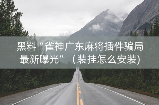 黑料“雀神广东麻将插件骗局最新曝光”（装挂怎么安装)