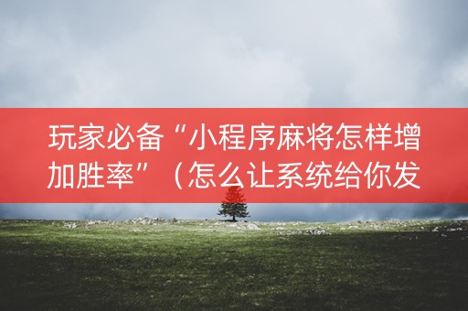 玩家必备“小程序麻将怎样增加胜率”（怎么让系统给你发好牌)