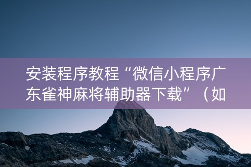 安装程序教程“微信小程序广东雀神麻将辅助器下载”（如何提高胜率)