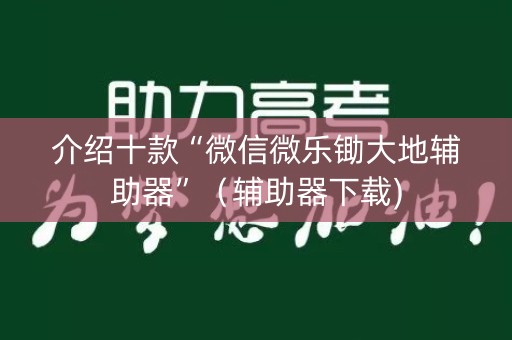介绍十款“微信微乐锄大地辅助器”（辅助器下载)