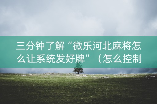 三分钟了解“微乐河北麻将怎么让系统发好牌”（怎么控制输赢)