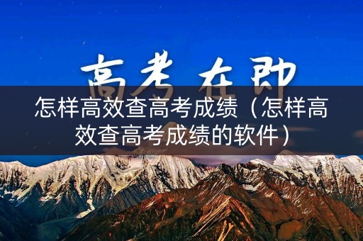 怎样高效查高考成绩（怎样高效查高考成绩的软件）