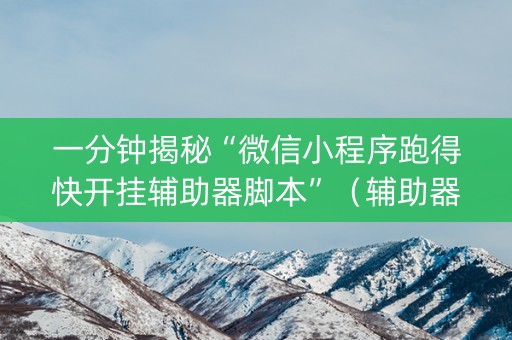 一分钟揭秘“微信小程序跑得快开挂辅助器脚本”（辅助器通用版)