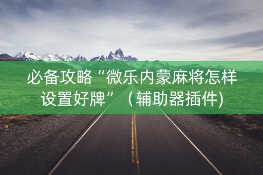 必备攻略“微乐内蒙麻将怎样设置好牌”（辅助器插件)