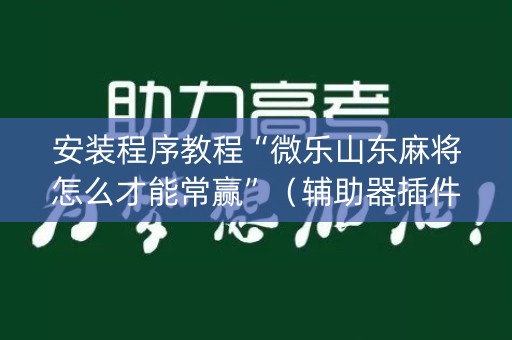 安装程序教程“微乐山东麻将怎么才能常赢”（辅助器插件)