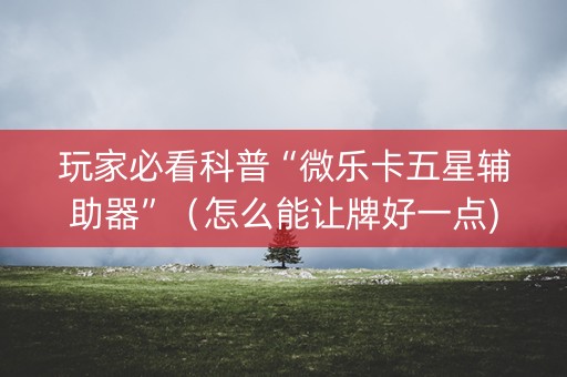 玩家必看科普“微乐卡五星辅助器”（怎么能让牌好一点)