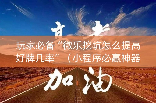 玩家必备“微乐挖坑怎么提高好牌几率”（小程序必赢神器)