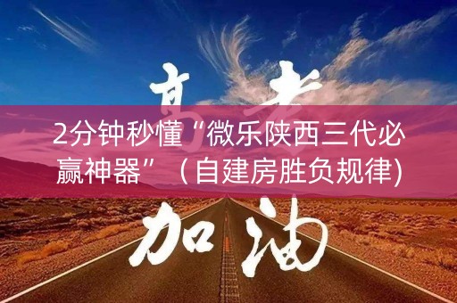 2分钟秒懂“微乐陕西三代必赢神器”（自建房胜负规律)