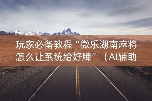 玩家必备教程“微乐湖南麻将怎么让系统给好牌”（AI辅助胡牌规则)