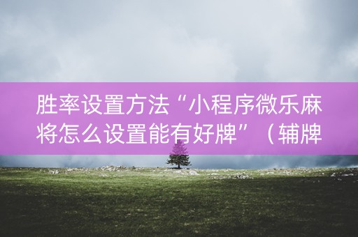 胜率设置方法“小程序微乐麻将怎么设置能有好牌”（辅牌器插件购买)