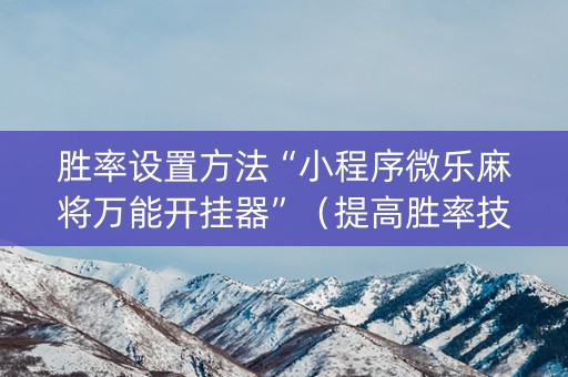 胜率设置方法“小程序微乐麻将万能开挂器”（提高胜率技巧)