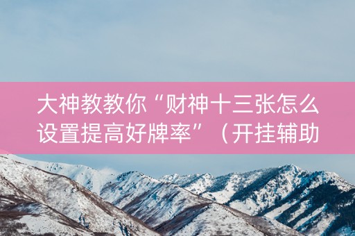 大神教教你“财神十三张怎么设置提高好牌率”（开挂辅助器插件)
