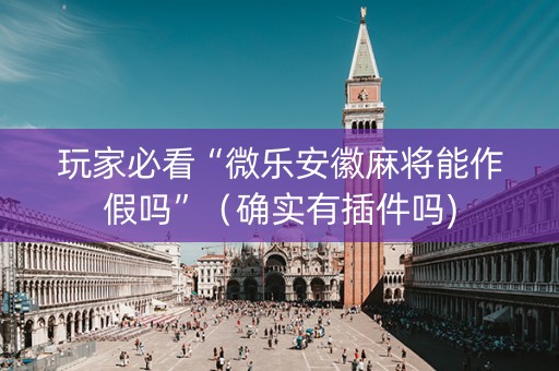 玩家必看“微乐安徽麻将能作假吗”（确实有插件吗)