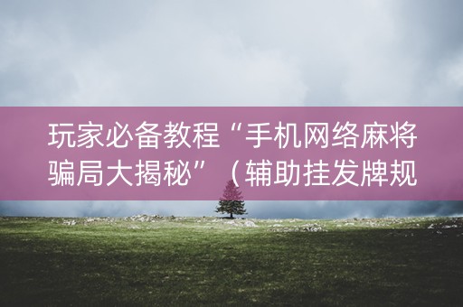 玩家必备教程“手机网络麻将骗局大揭秘”（辅助挂发牌规律)