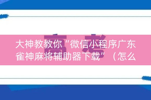 大神教教你“微信小程序广东雀神麻将辅助器下载”（怎么能得到好牌)
