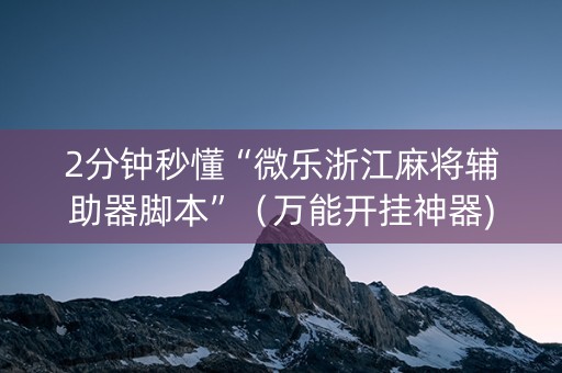 2分钟秒懂“微乐浙江麻将辅助器脚本”（万能开挂神器)