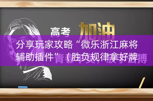 分享玩家攻略“微乐浙江麻将辅助插件”（胜负规律拿好牌)