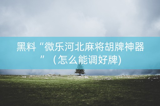 黑料“微乐河北麻将胡牌神器”（怎么能调好牌)